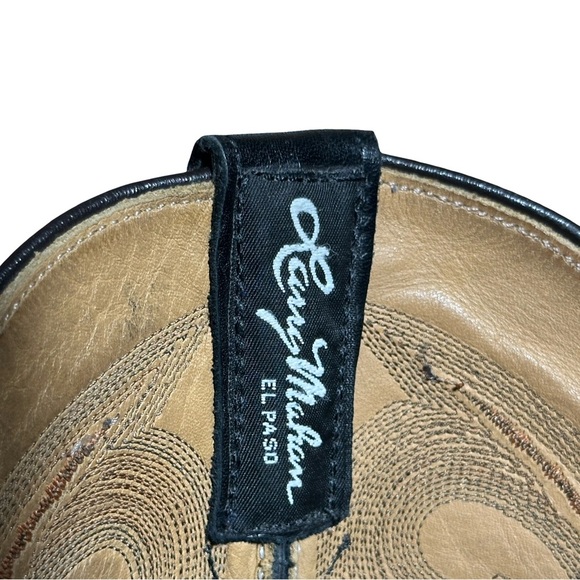 Larry Mahan Brown & Black Ostrich Cowboy Boots Men’s 9.5 EE Wide - Picture 5 of 10